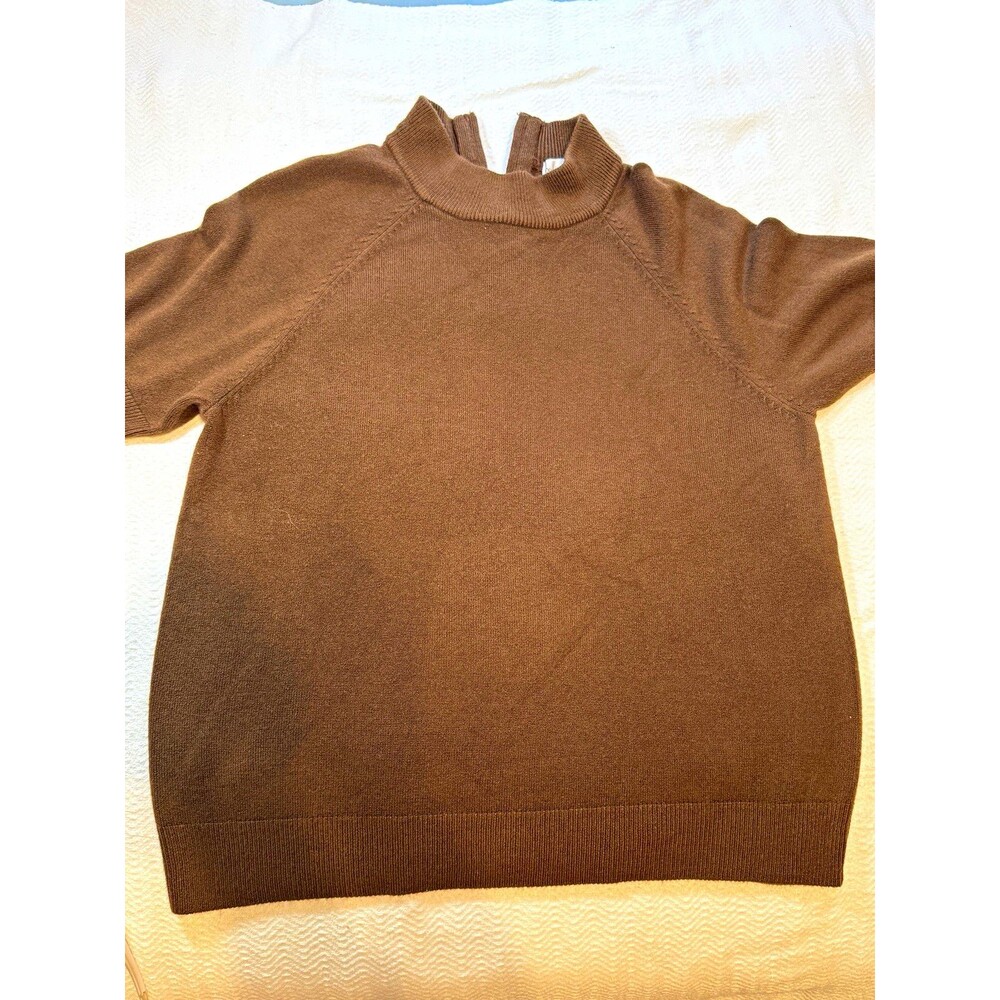 Draper's & Damon's Knit Pullover Sweater Brown 1/4 Zip Mock Neck Acrylic M